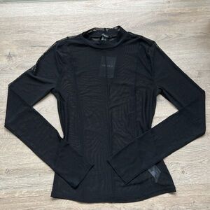 Black Long Sleeve Mesh Top